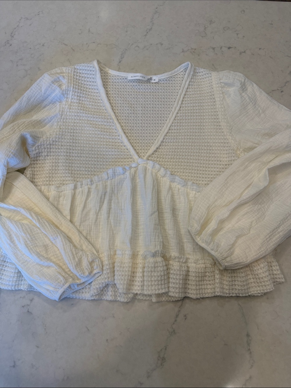 Altar'd State NEW Catarina Long Sleeve Babydoll Top Size Medium - Picture 10 of 10